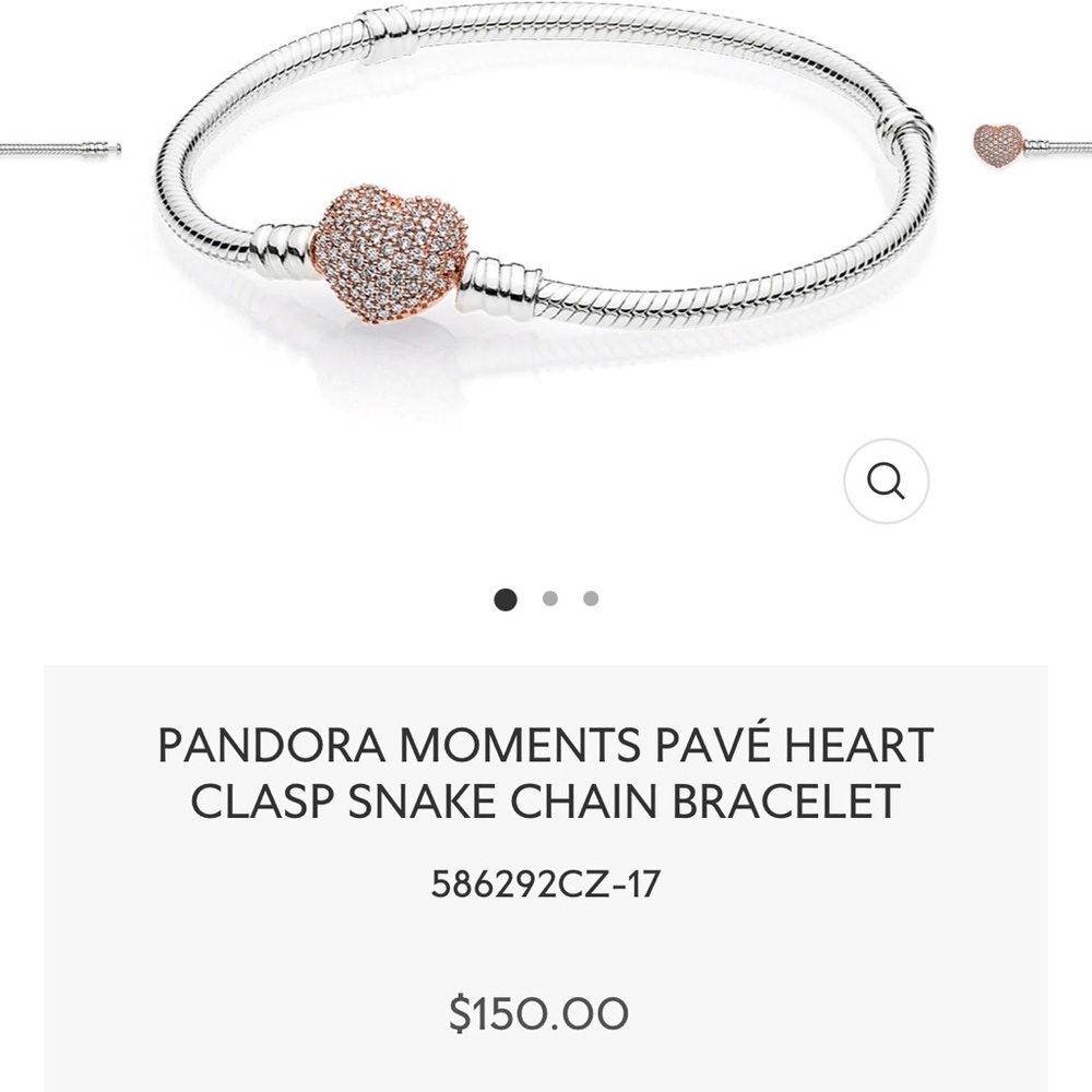 rose gold pandora bracelet and safety chain